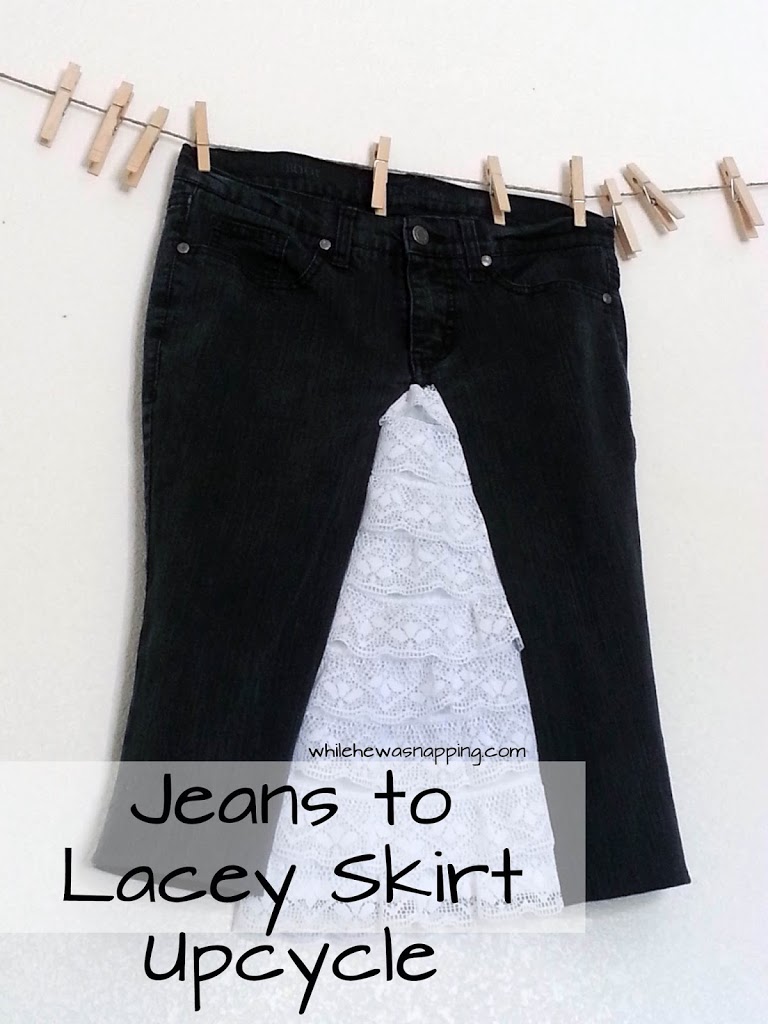Jeans-to-Lacey-Skirt