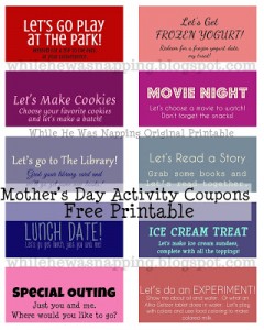 Mom Or Grandma Gift Activity Coupons Free Printable While He Was Napping