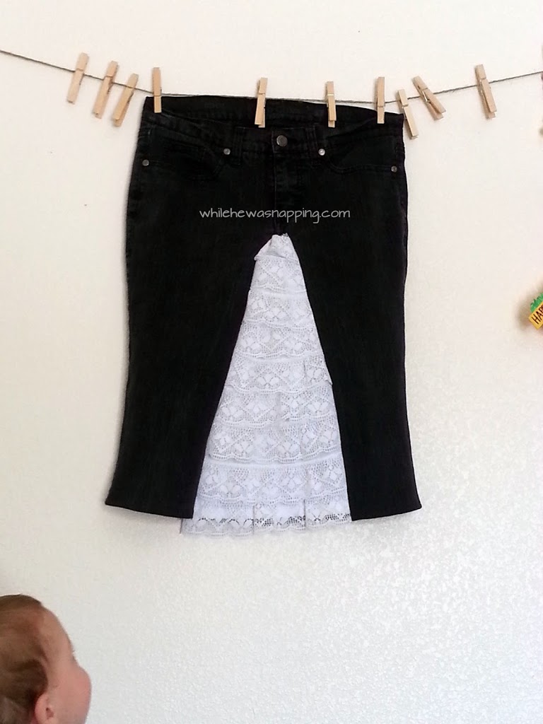 Jeans to Lace Skirt