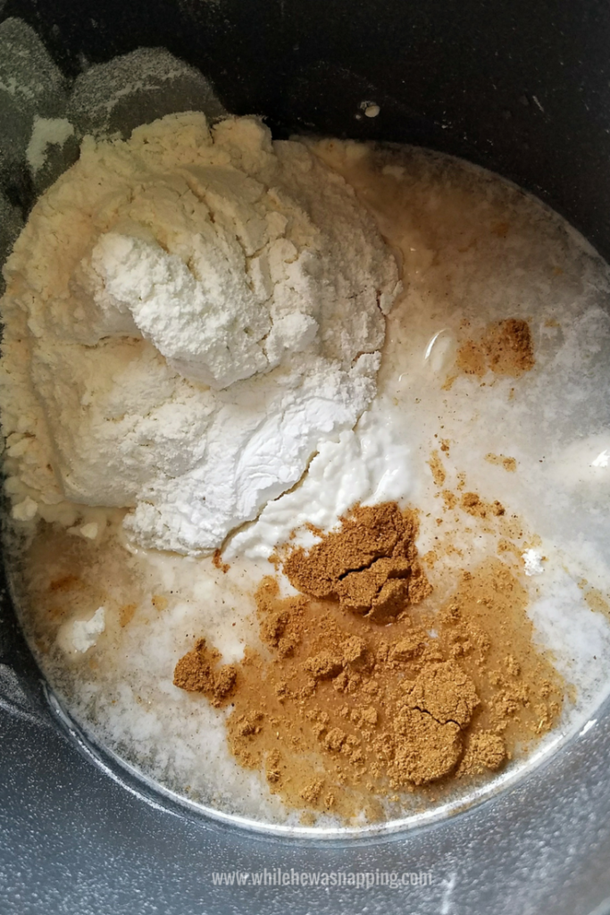 Pumpkin spice play dough ingredients in the pot