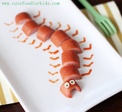 Hot Dog Centipede originally found on Cute Food for Kids
