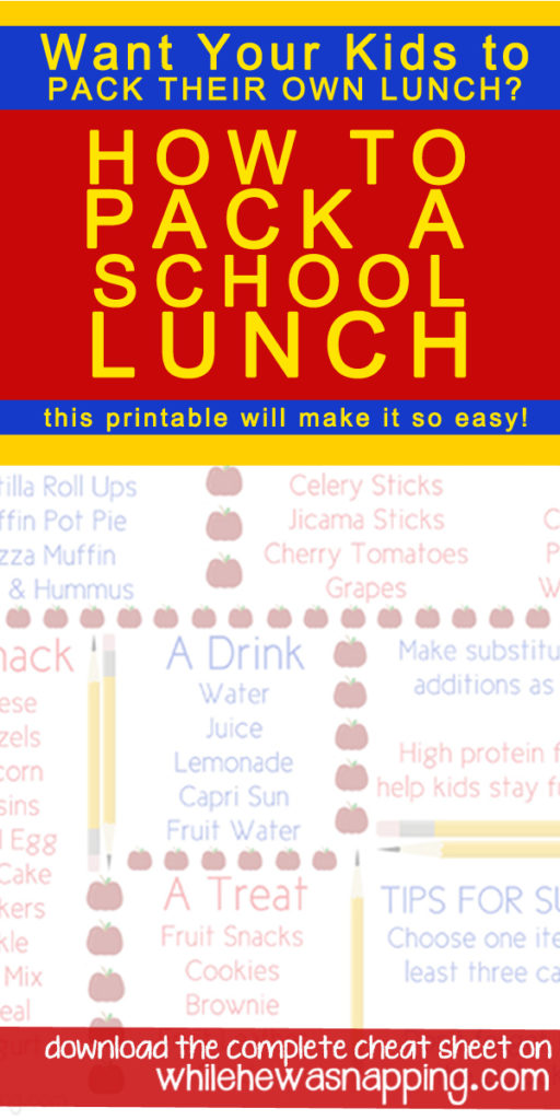 How To Pack A School Lunch Cheat Sheet Printable