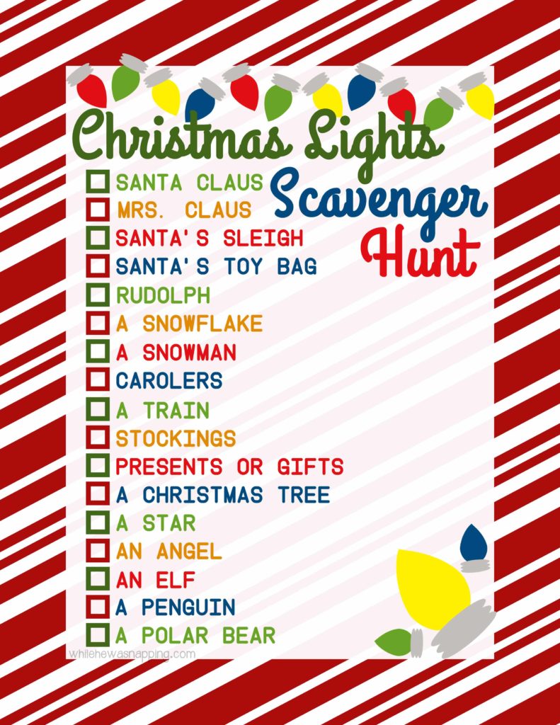 Free Printable Christmas Light Scavenger Hunt Printable Word Searches