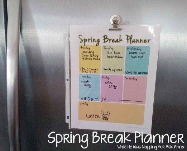 Spring Break Planner Use