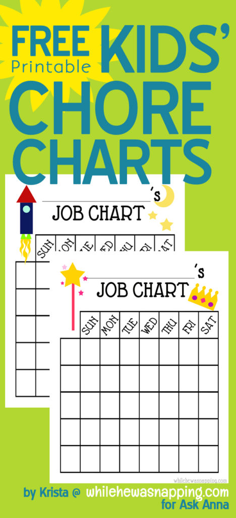Free Printable Chore Charts | While He Was Napping
