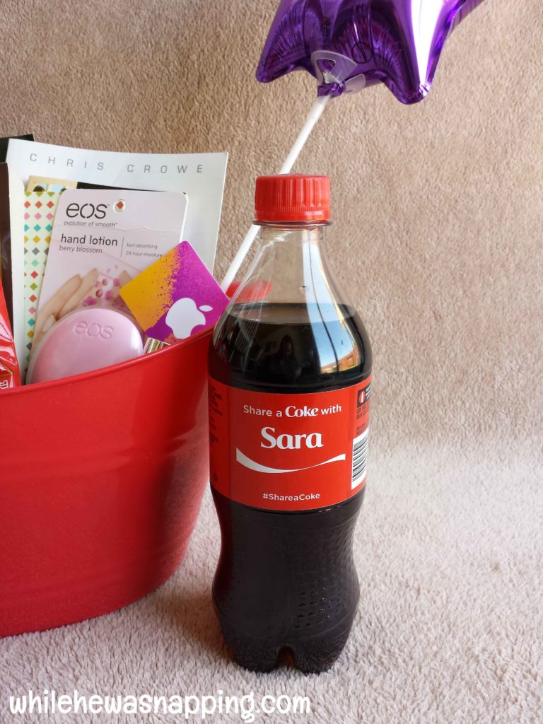 share a coke bed rest gift basket personalized coke
