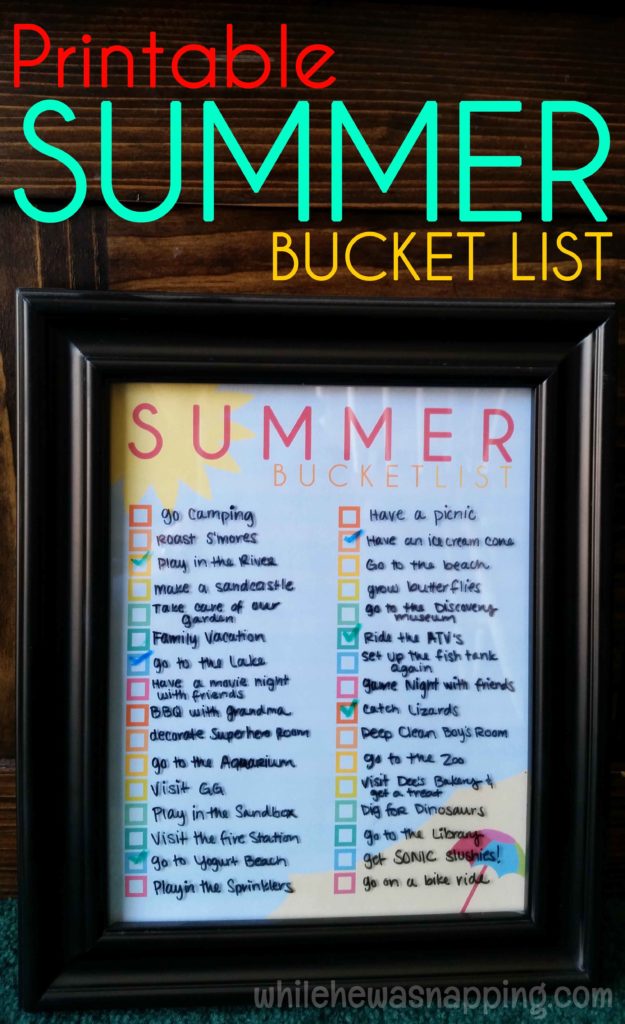 Printable Summer Bucket List for kid's activities and families