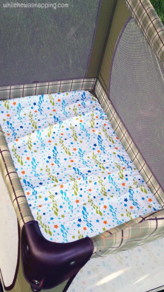 Helping Baby Sleep Better on Vacation Disney Baby Fitted Sheet in Pack&Play