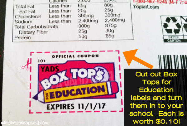 Box Tops for Education General Mills & Walmart BTFE Label
