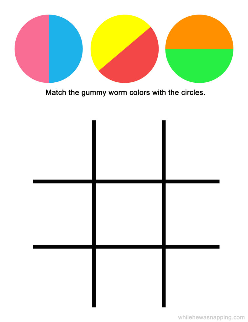 Gummy Worm Colors and Tic-Tac-Toe