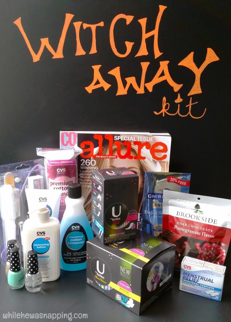 Witch Away Kit with Kotex period survival kit
