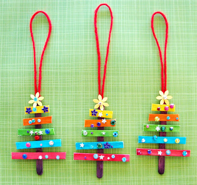 Colorful Trees Craft Stick Ornament found on Trisha Brink Design