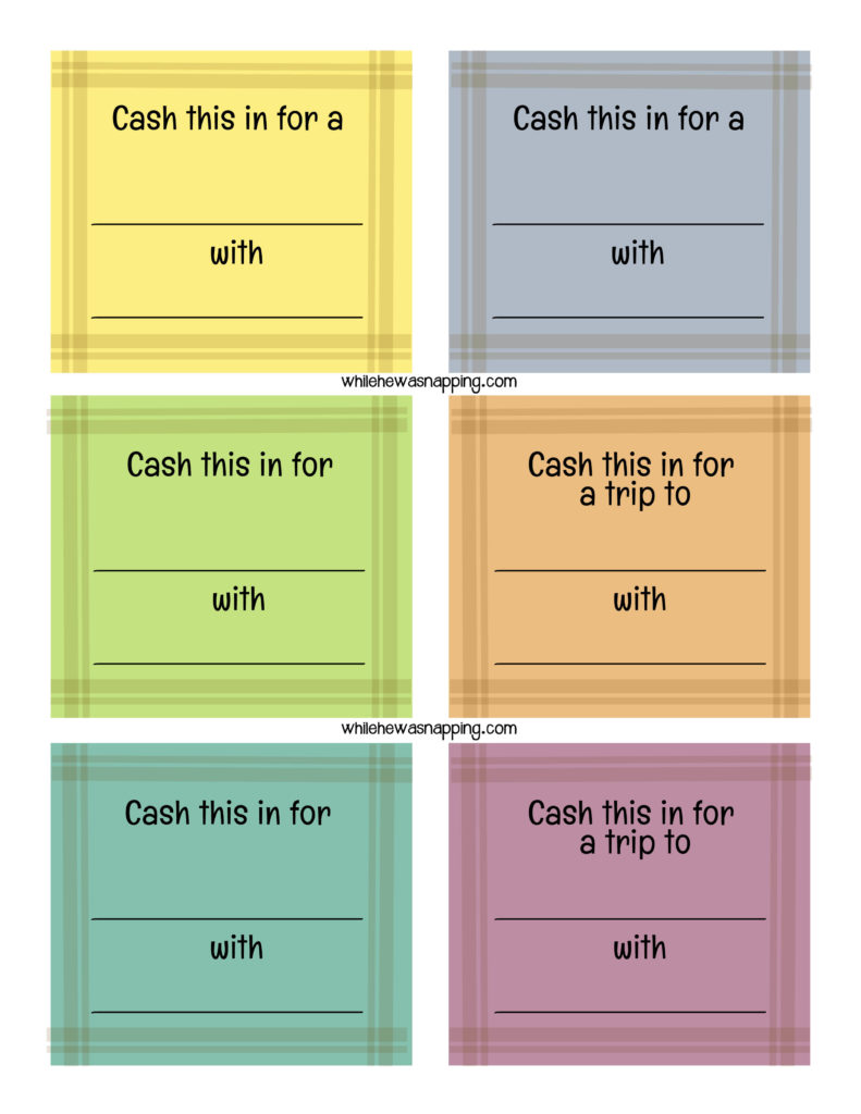 Fill In The Blank Printable Coupons While He Was Napping