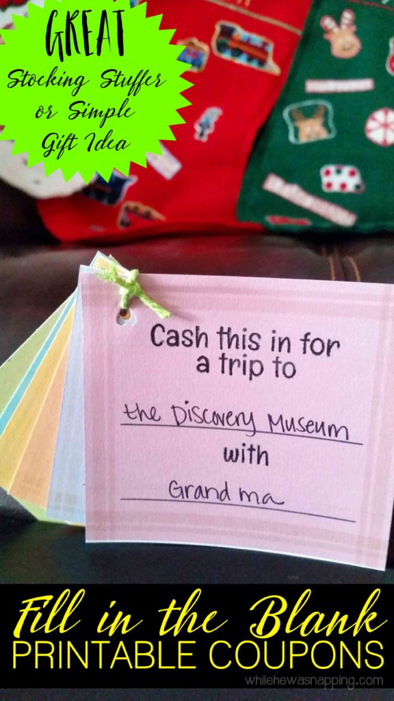 Fill In The Blank Printable Coupons While He Was Napping