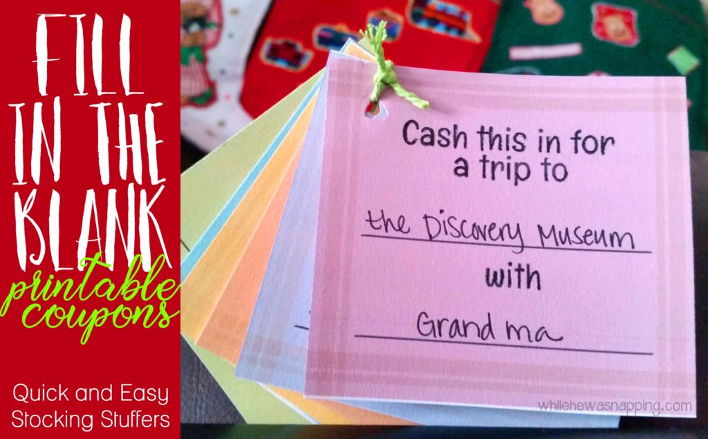 Fill In The Blank Printable Coupons While He Was Napping