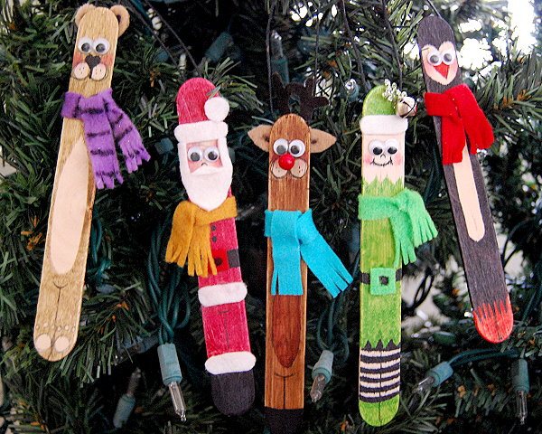 Santa & Friends Craft Stick Ornaments found on Creative Me Inspired You