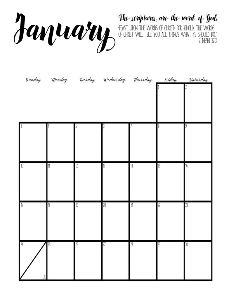 2016 Primary Calendar Set - January 