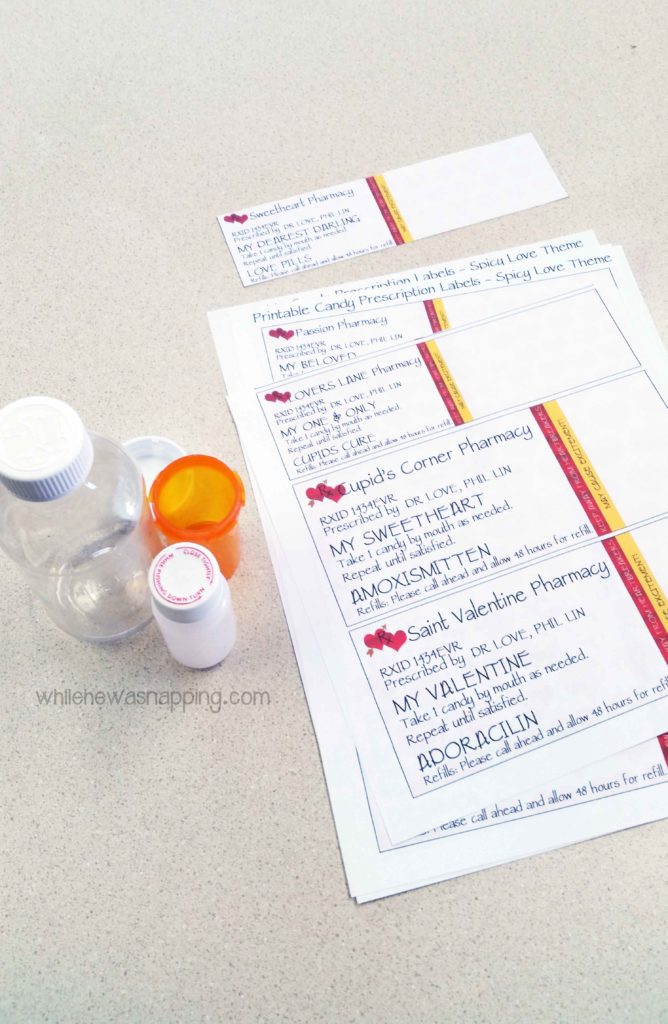 Valentine's Day Prescription for Love Printable Labels Print Out Labels