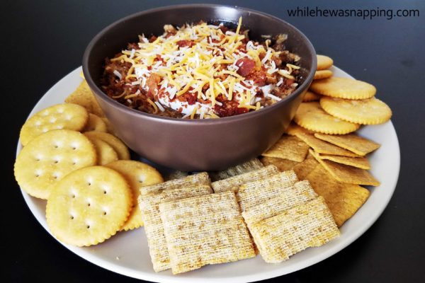 Coca-Cola BBQ Pork Dip with crackers on While He Was Napping