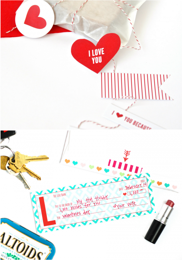 Valentines Day Lunch and Printable Love Checks