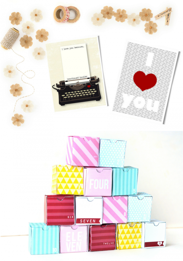 Valentines Day Printable Cards and Advent Boxes