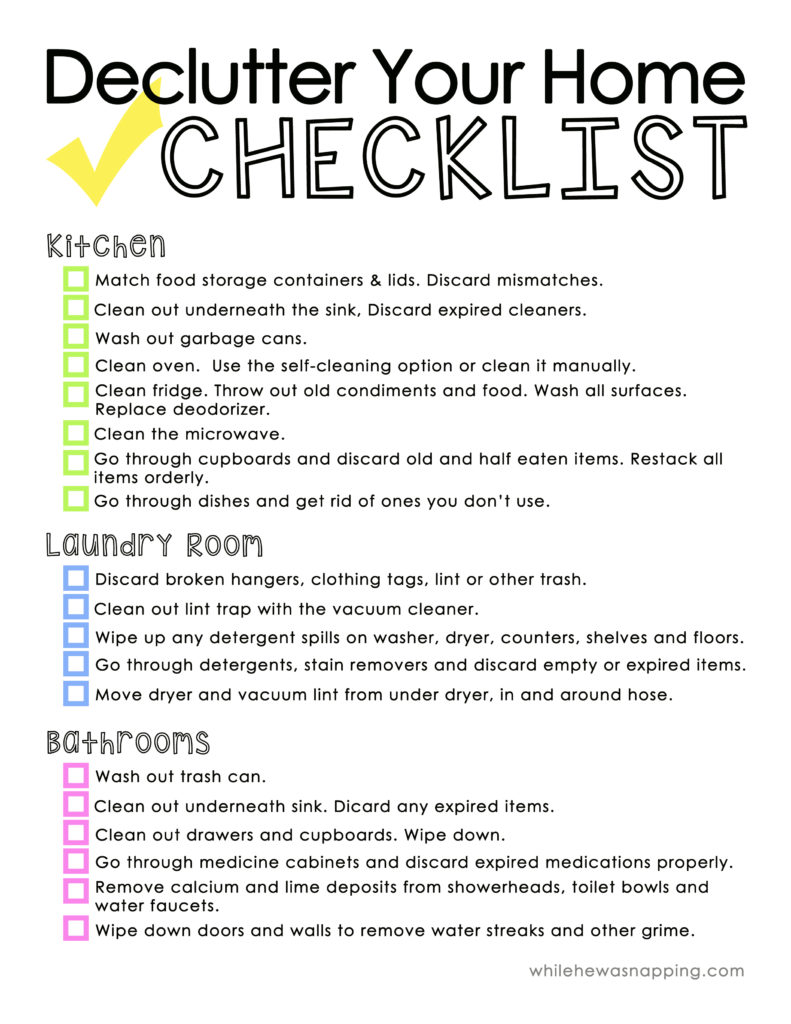 Declutter Your Home Cleaning Checklist