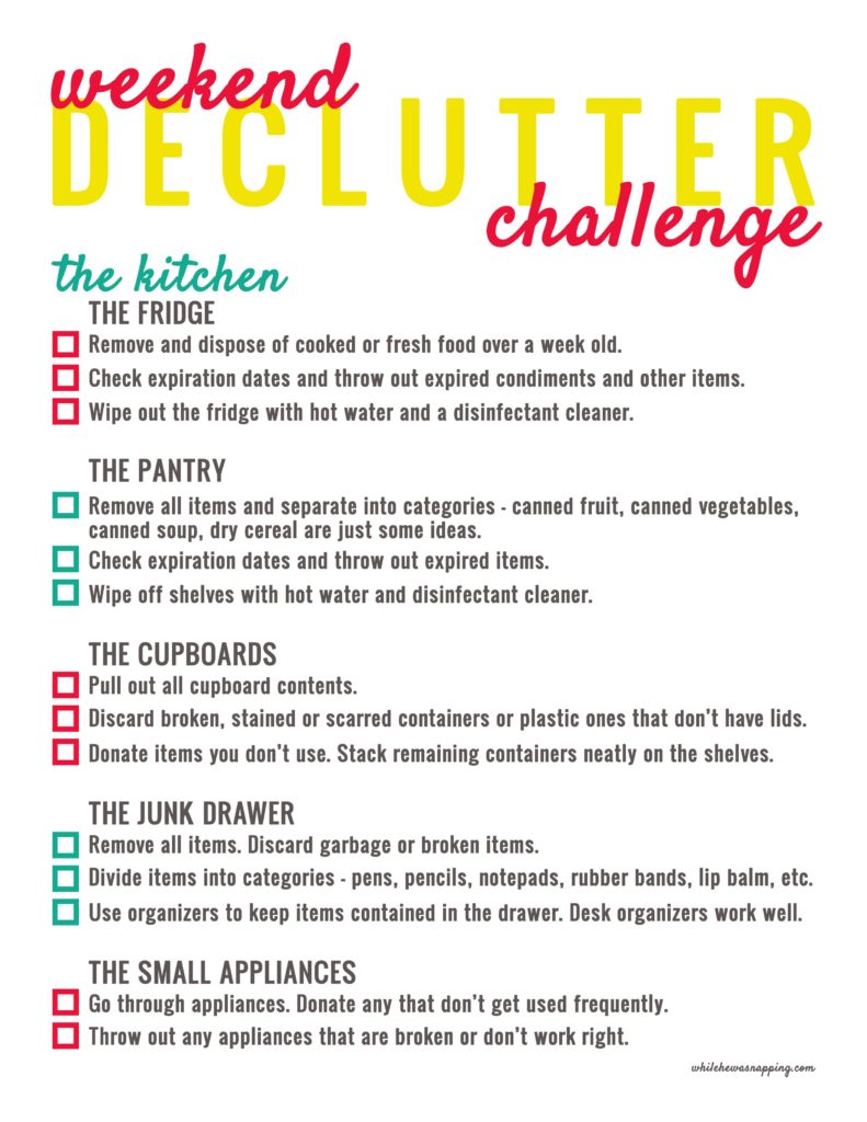 Weekend Kitchen Declutter Challenge Checklist