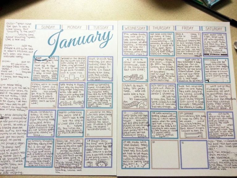 January Calendar Printable for Journal Calendar | While He Was Napping