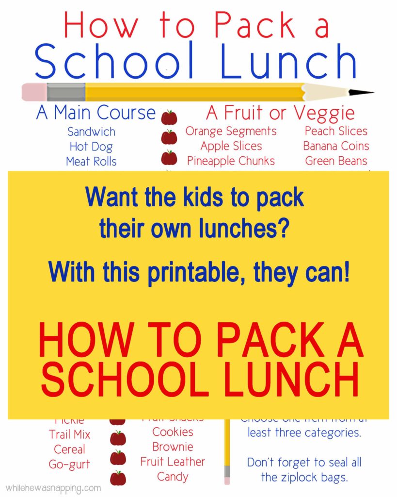 {Printable} How To Pack a School Lunch | While He Was Napping