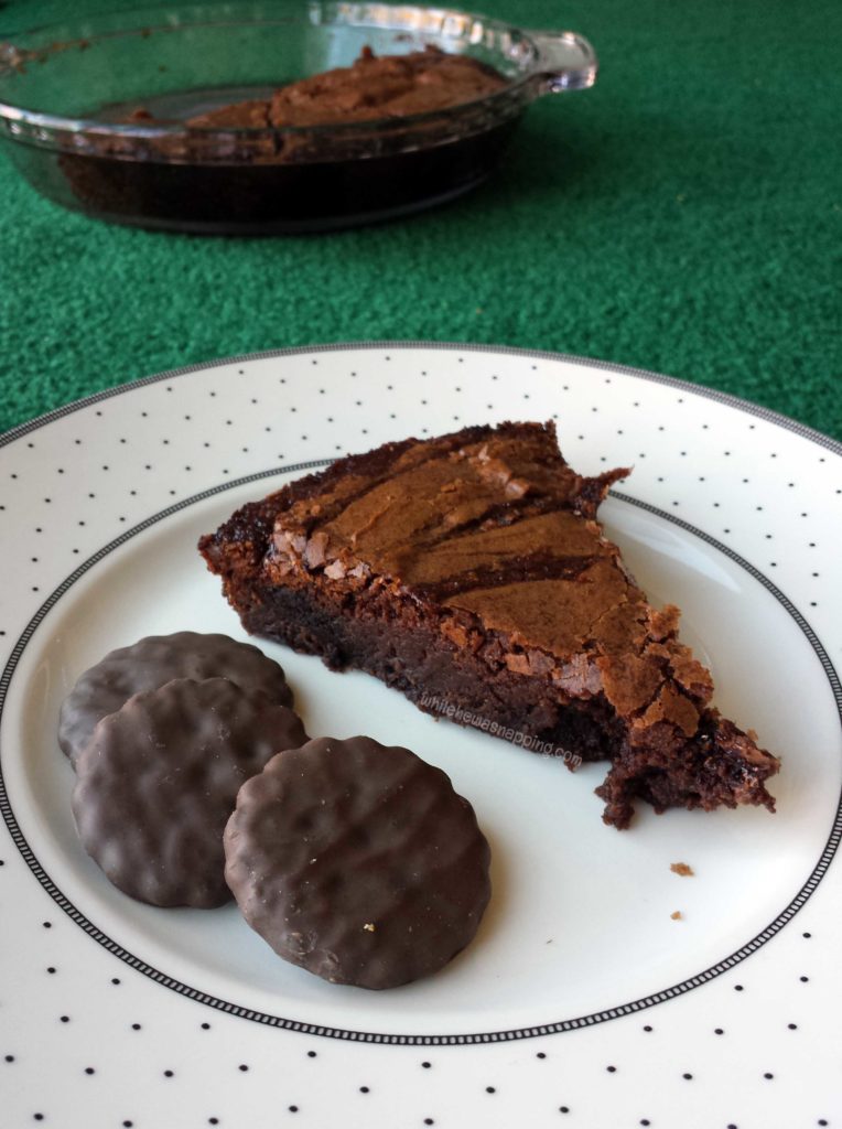 The Best Triple Chocolate Thin Mint Brownie Pie | While He Was Napping